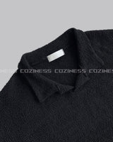 AT cornerヘアリーVネック半袖襟付きニット/ AT corner Hairley V-collar Knitwear (3 colors)