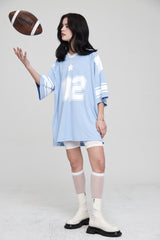 フットボールスタージャージオーバーサイズTシャツ / FOOTBALL STAR JERSEY OVERSIZED T-SHIRT PALE BLUE