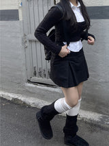 スクールルックシャツカーディガンレイヤードセット / School Look Shirt Cardigan Layered Set