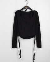 [セット] Risyeon カットホルタータンクトップ シャーリング深めUネック長袖Tシャツ