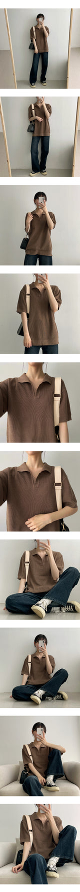 デリカラー半袖ニット / Deli Collar Short-Sleeved Knitwear