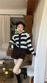 ストライプウールニットカーディガン/striped wool knit cardigan