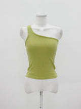 リブワンショルダースリーブレス / Ribbed One Shoulder Sleeveless (4color)