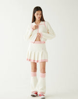 ブークルニットクロップジップアップ/BOUCLE KNIT CROP ZIP UP IVORY