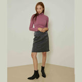 エボニーシャーリングタートルネックトップ/Ebony shirring turtleneck top (pink)
