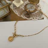 エリザべサンコイントグルバーチェーンシンプルネックレス / al Elizabethan coin toggle bar chain simple necklace
