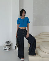 リネンローワイドパンツ/no,1048 linen raw wide pants