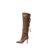 Wide Long Boots Heel(Brown)