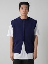 ラウンドジップアップニットベスト / Round zip-up knit vest 3color