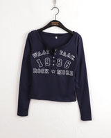 watt y2k button v-neck long sleeve t-shirt
