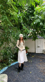 Oatmeal Long Sleeve Strap Top (with Inner)