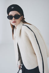 ビーガンレザーラインファージャケット / Vegan Leather Line Fur Jacket
