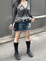 Y2K ワッフル2WAY クロップドフーディジップアップ / Y2K Waffle Two-Way Cropped Hoodie Zip-Up
