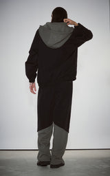 PIPPING MIX ANORAK HOODIE_BLACK
