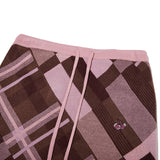 CHECK PATTERN KNIT LONG SKIRT [BROWN]