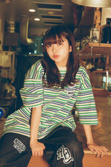 マルチボーダーコラボレーションSS Tシャツ / Multi border collaboration SS tee I Younger Song x mahagrid