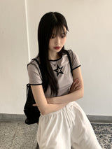 ホルプスターオーバーロック半袖クロップドTシャツ / Holp Star Overlock Short Sleeve Cropped T-shirt