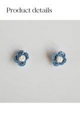 ビンテージニットフラワーピアス/Vintage knit flower earring (Denim)