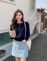 [SHOPPERMADE] ソフトハーフボタンニット (3color) (6698428596342)