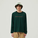 ストライプラグラン長袖Tシャツ/STRIPE RAGLAN LOGO LONG SLEEVE (GREEN)
