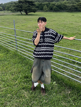 ストラップバミューダデニムパンツ
