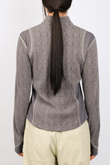 エアケーブルニットハーフ2WAYジップアップジャケット / AIR CABLE KNIT HALF 2WAY ZIP UP JACKET-VOLUME GREY