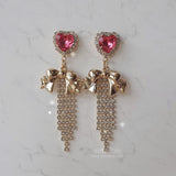 パーティーリボンプリンセスイヤリング / Party Ribbon Princess Earring - Rosepink