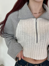 クロップハーフカラーニット/Crop Half Color Knit (2color)