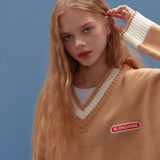 BASIC V NECK  KNIT SWEATER_BEIGE (6610790645878)