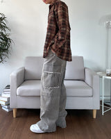 Sand Washed cargo cut denim pants