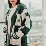 ボードワッフルカーディガン/CHECKER BOARD WAFFLE CARDIGAN_GREEN