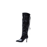 Wide Long Boots Heel(Black)