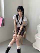 トゥーティーpkカラークロップド半袖Tシャツ / Tootie pk collar cropped short sleeve T-shirt