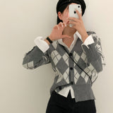 ポイントクロップアーガイルカーディガン / Point Crop Argyle Cardigan