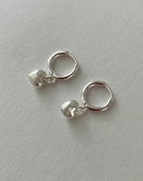 [92.5silver] bell heart one-touch earrings