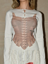 Corset bow long sleeve WHITE