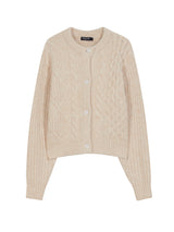 ラウンドネックフィッシャーマンクロップカーディガン LIGHT BEIGE