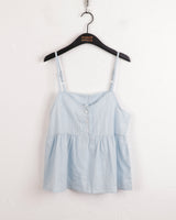 Keobing vintage V-neck buttoned lace strap adjustable sleeveless