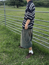 ストラップバミューダデニムパンツ