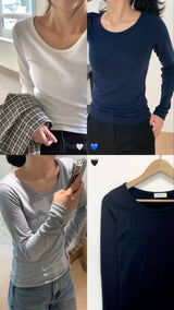 Youth Basic U-neck Long-sleeved T-shirt
