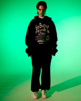 オーバーサイズタイポフーディー/OVER SIZE TYPO HOODIE-BLACK