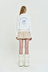 CHERRY ARCH CROP HALF ZIP UP [WHITE]