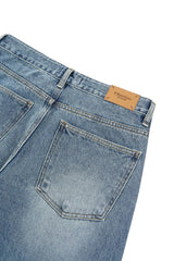 Double raw edge wide denim pants