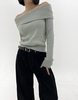 フラッシュオフザショルダーニット / Flash Off-the-shoulder knit (3color)
