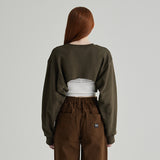 KHAKI ATHR MAXI CROP SWEATSHIRT