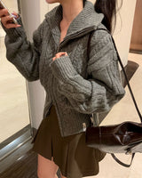 [BELLIDE MADE] Signal two-way twisted knit zip-up