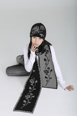 ROSE JACQUARD BEANIE #BLACK