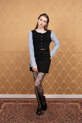lace up cardigan black (6651906457718)