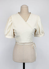 ツリーラップクロップブラウス/Tree Wrap Crop Blouse (2color)