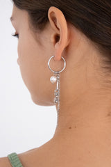 ミックスモチーフフープリングアンバランスピアス/Mix motifs hoop ring unbalanced earring